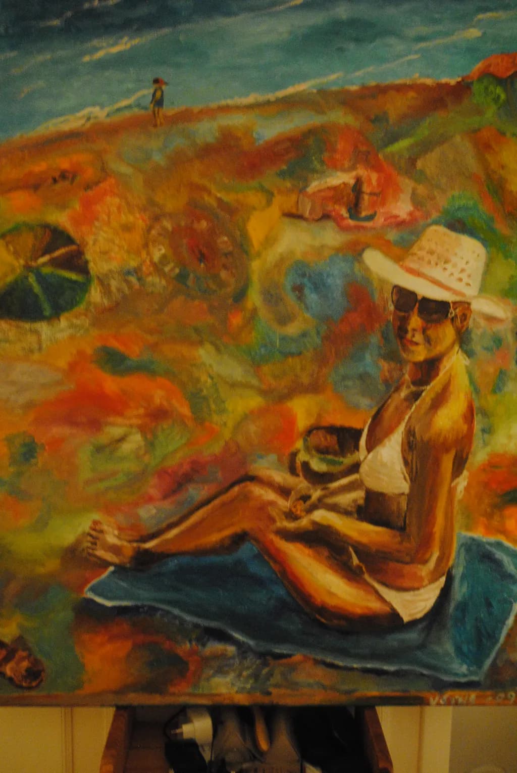 Sun-Kissed Serenity: A Vibrant Beach Escape in Colorful Brushstrokes