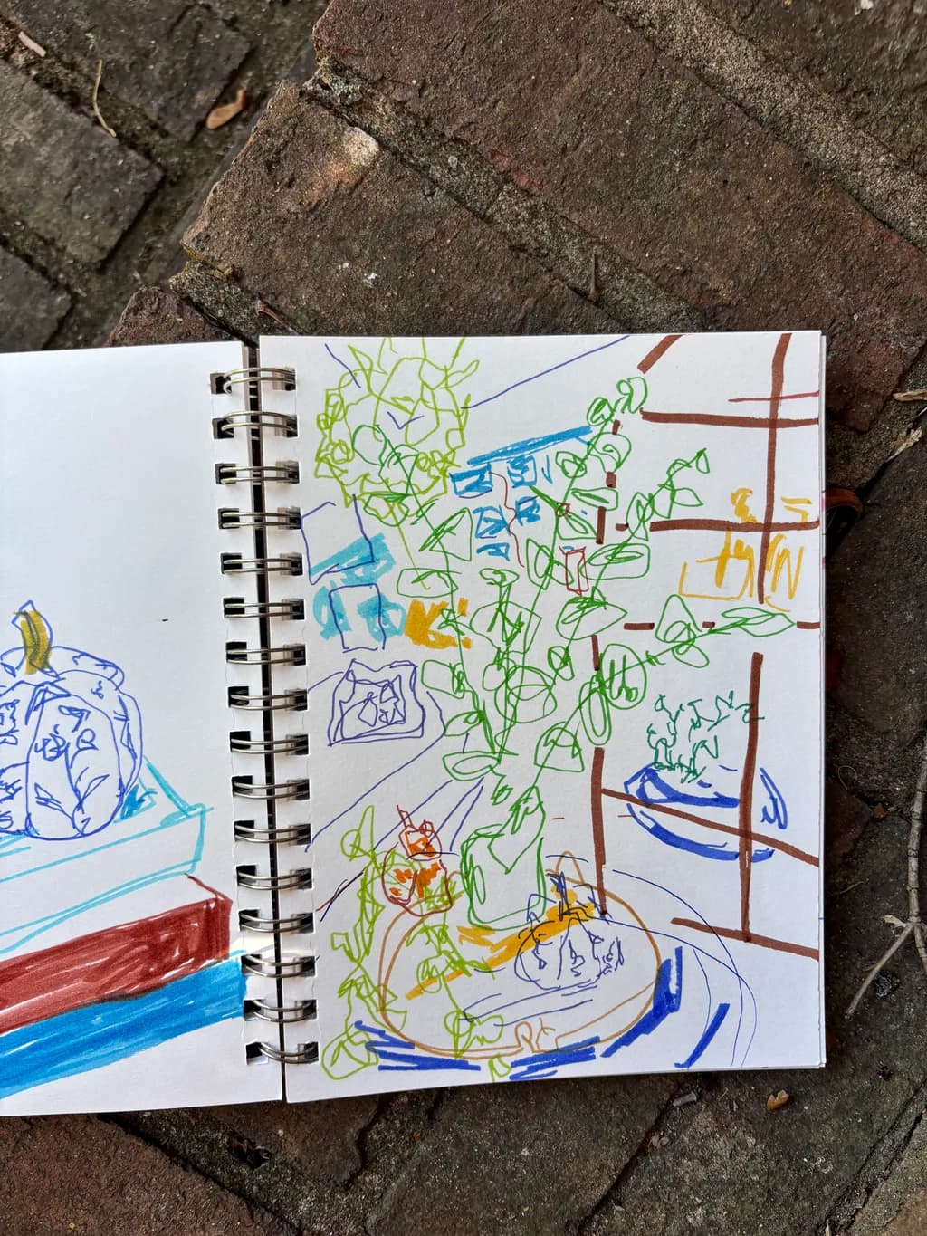 Whimsical Greenery: A Vibrant Sketch of Nature's Embrace in a Cozy Space