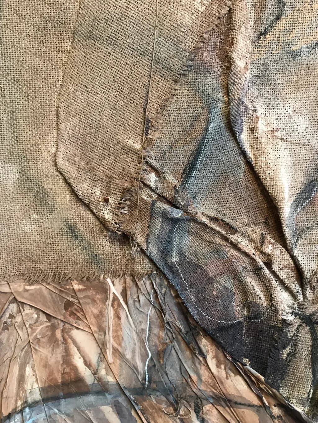 Textured Whispers: A Journey Through Fabric and Color in Mixed Media Art
