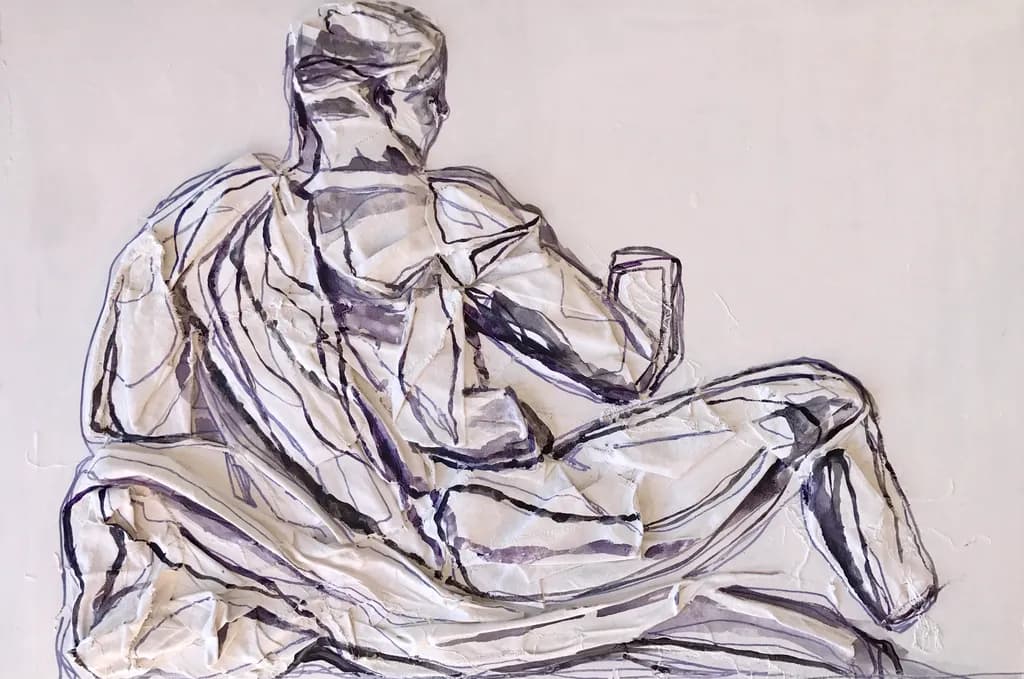 Serene Contemplation: An Abstract Exploration of Form and Texture in Contemporary Art