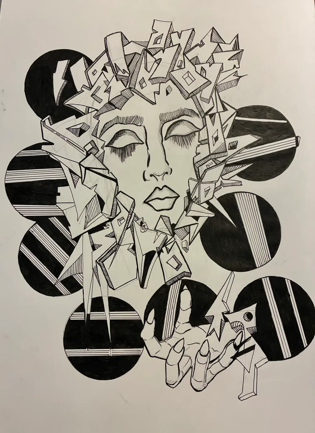 Fragmented Face and Hand