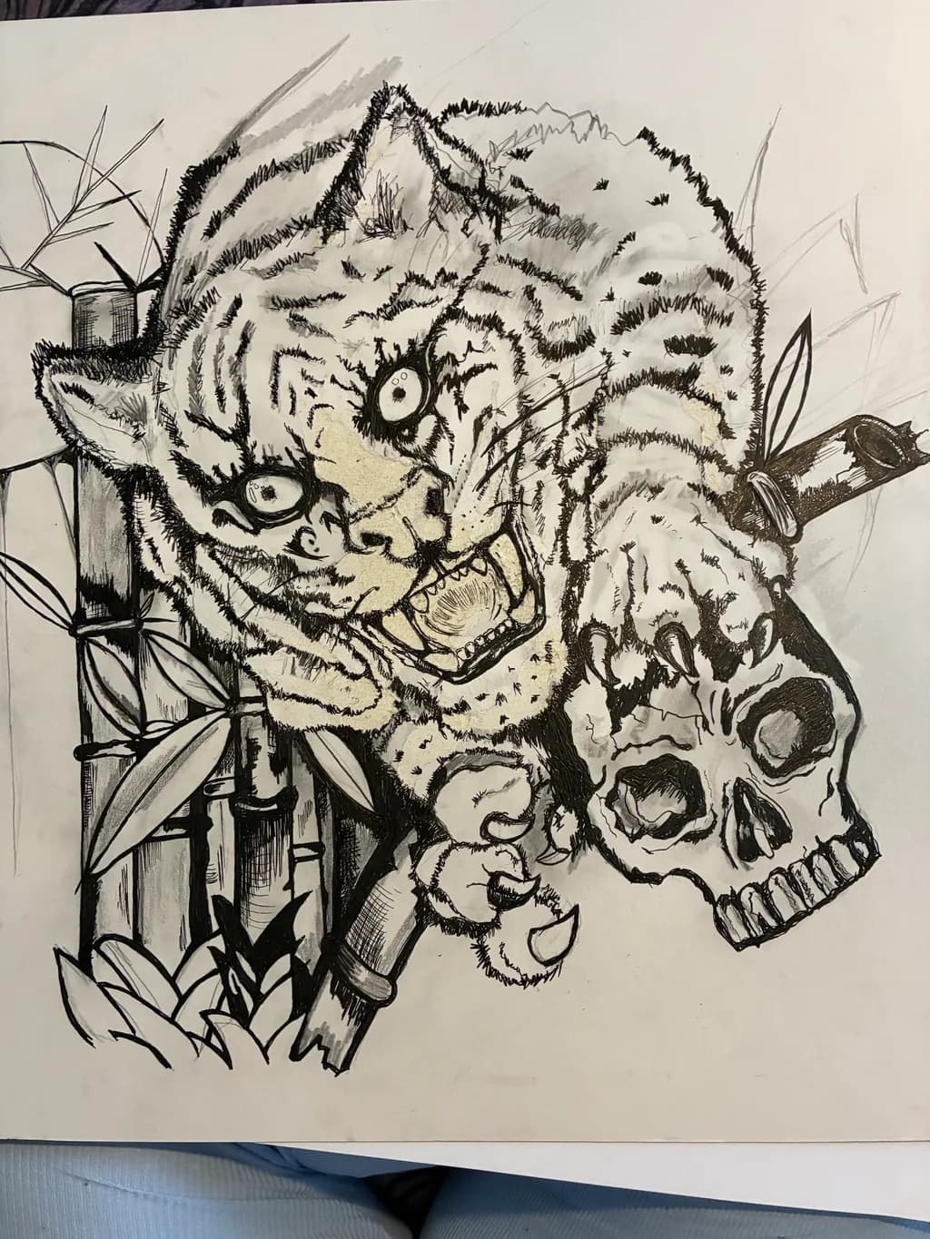 Tiger and Skull with Bamboo