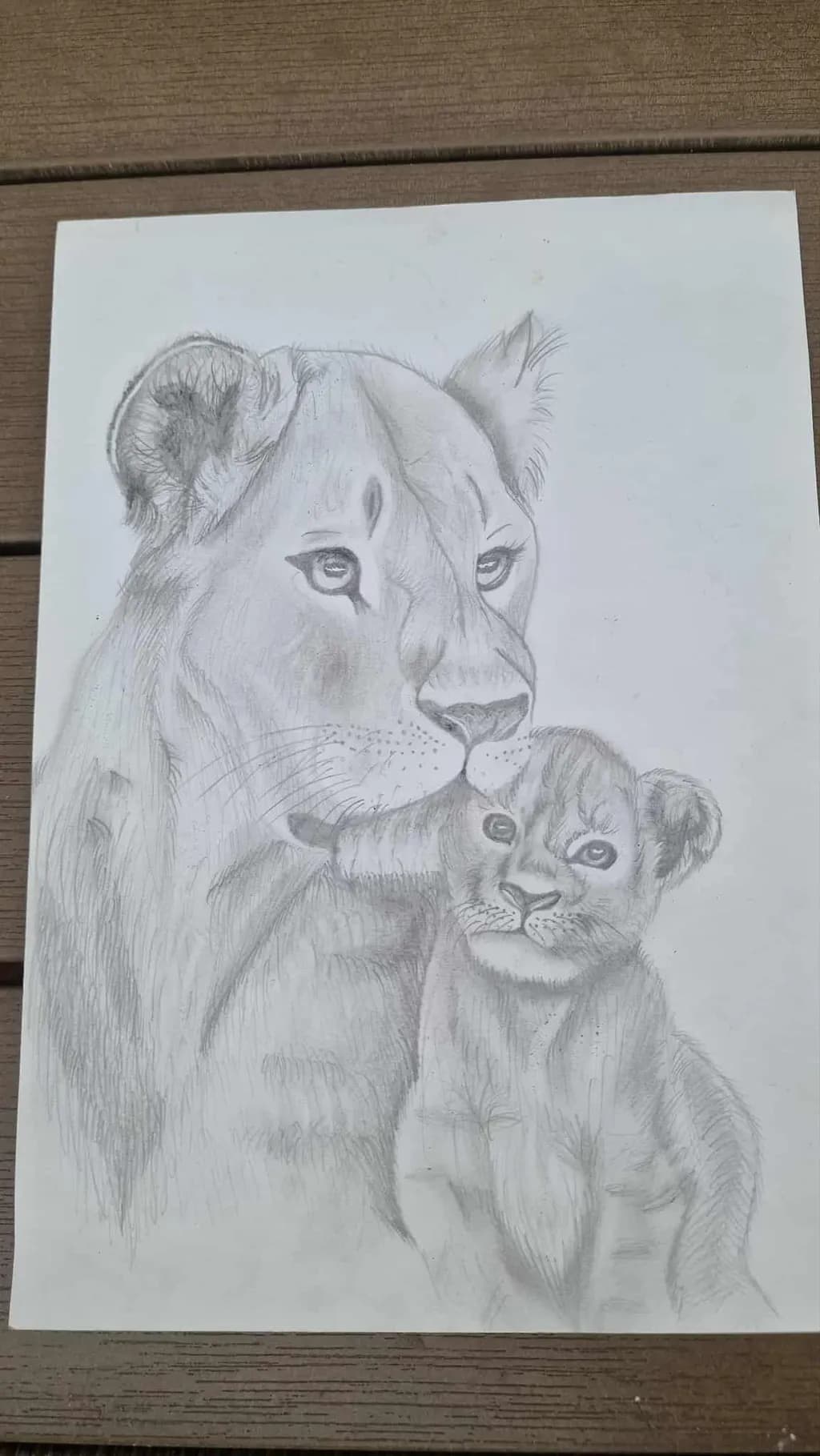 Tender Bonds: A Mother Lion and Her Cub in Serene Embrace