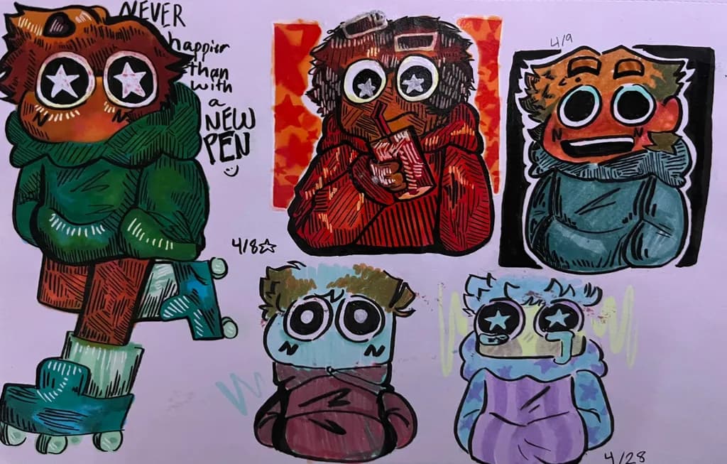 Colorful Expressions: Playful Character Sketches Celebrating Creativity and Joy