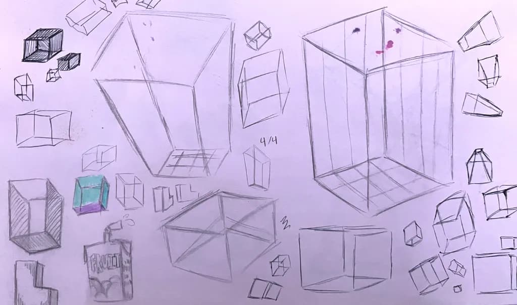 Geometric Dreams: A Study of Cubes and Perspectives in Sketch Form