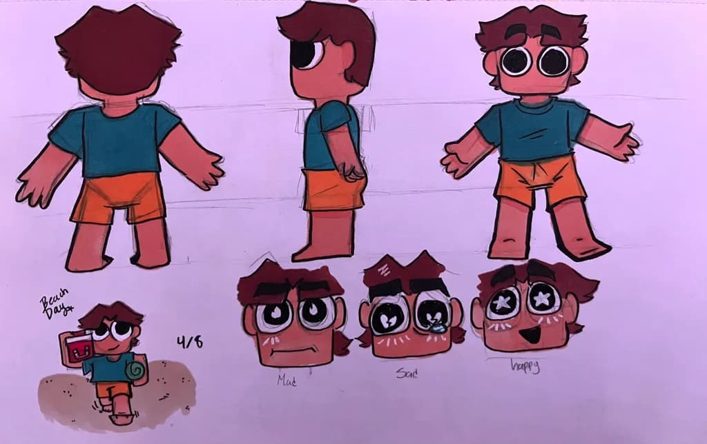 Playful Beach Character Design: Expressions of Joy and Adventure