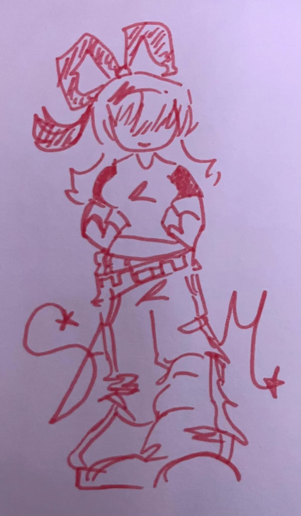 Playful Anime Character Sketch: A Stylized Expression of Whimsy and Attitude