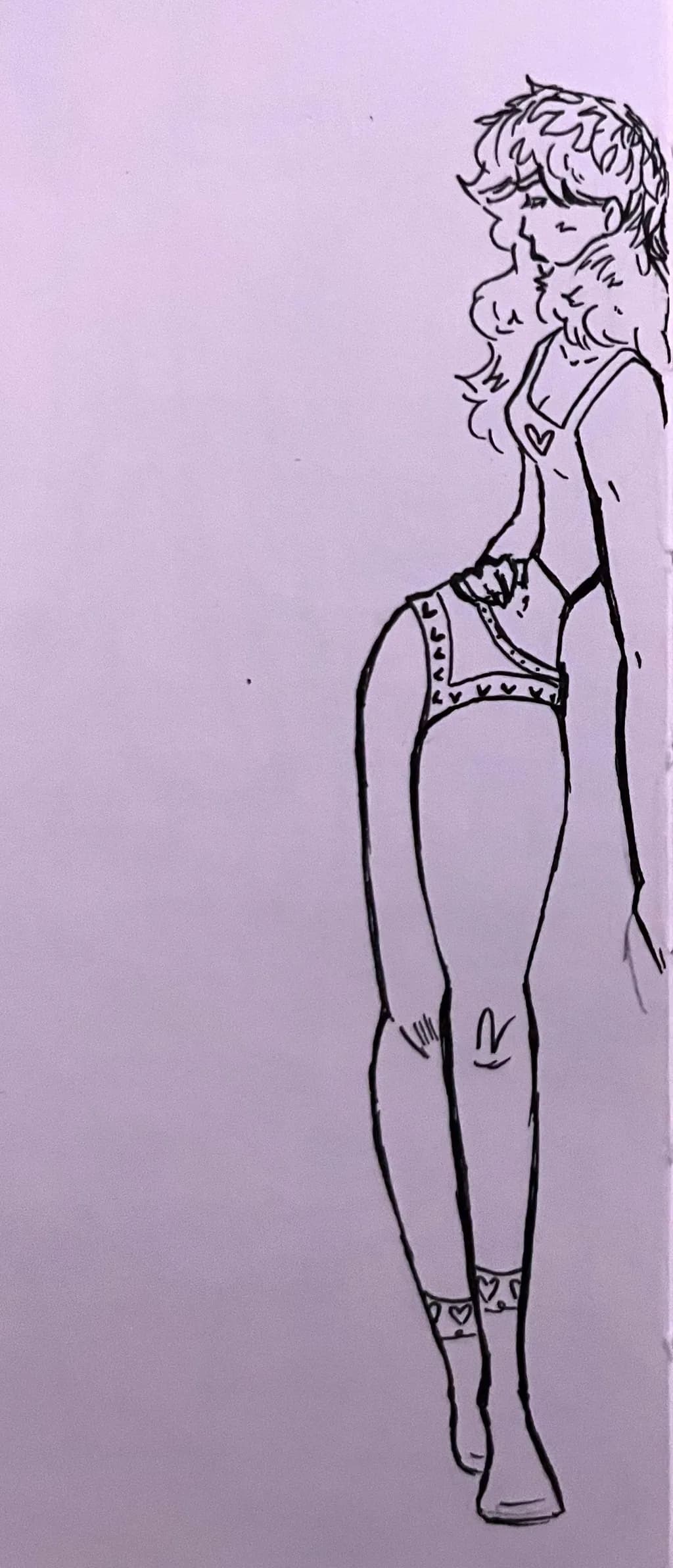 Whimsical Elegance: A Playful Figure Sketch with Heartfelt Details