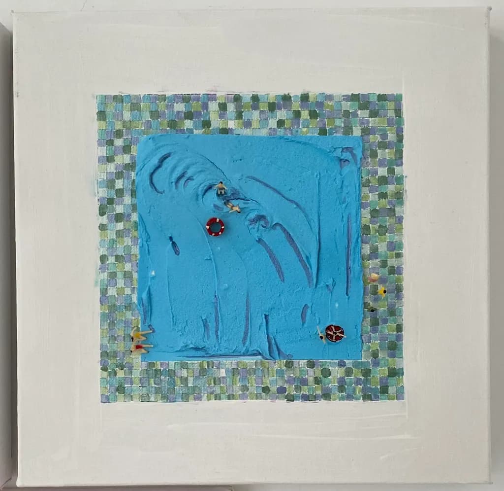 Whimsical Waves: An Abstract Exploration of Playful Blue Textures in Swimming Artistry