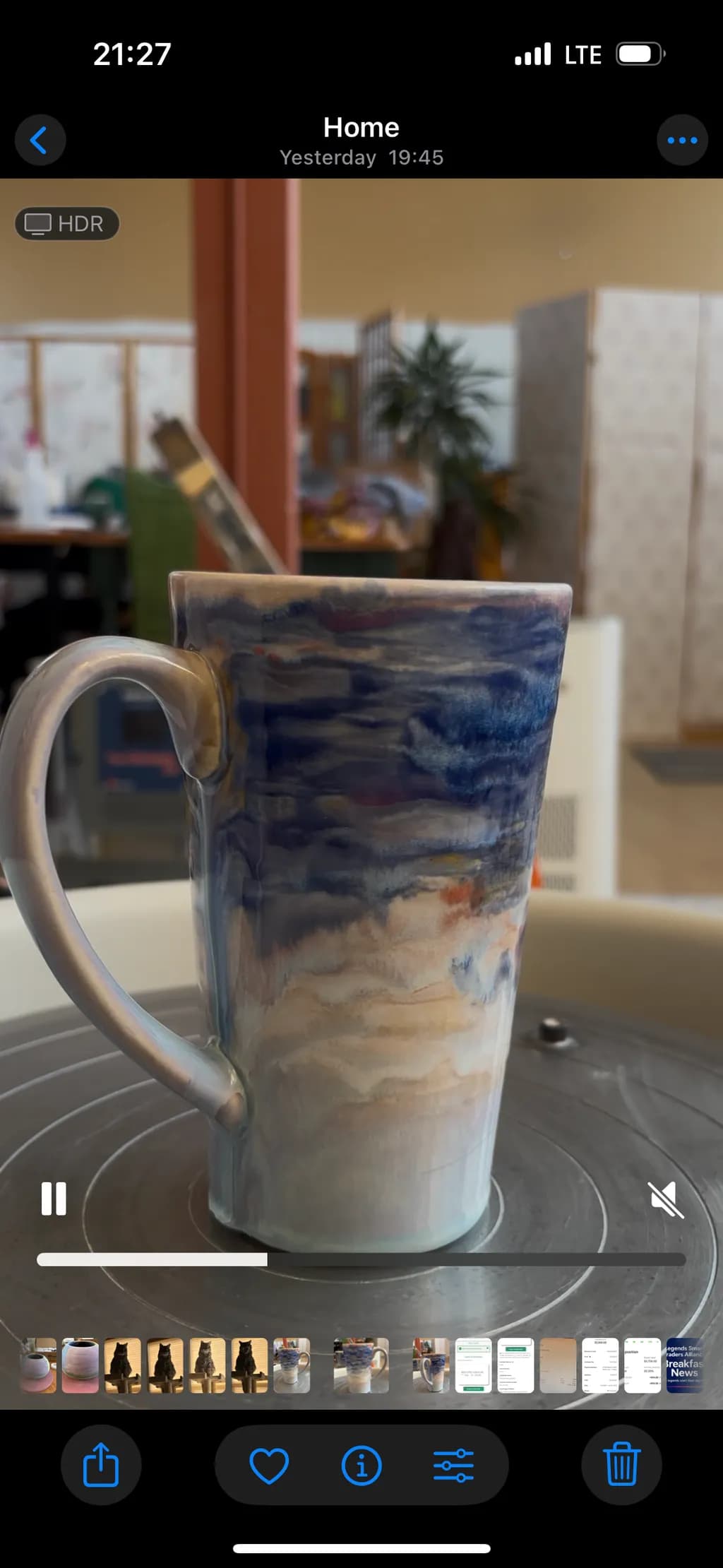 Ceramic Dreamscape: Handcrafted Mug with Oceanic Swirls and Soft Hues