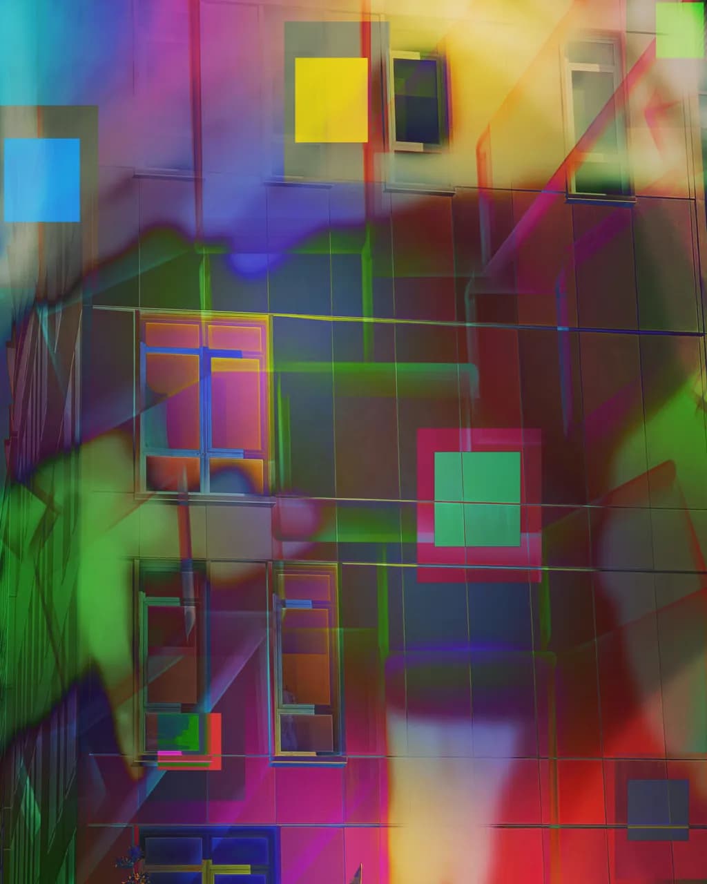 Vibrant Reflections: A Kaleidoscope of Colorful Geometry on Urban Facades