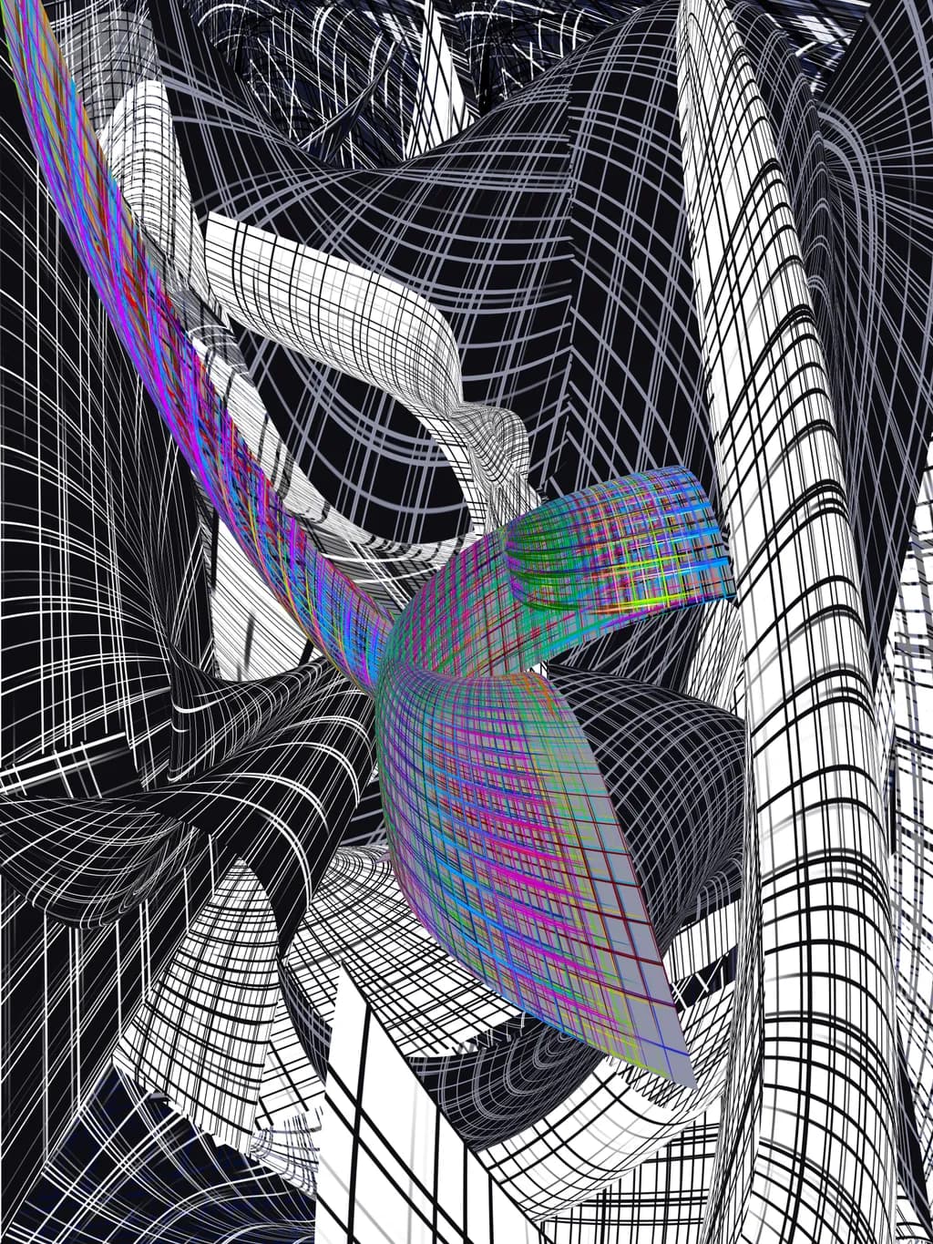 Dynamic Interplay: A Journey Through Abstract Lines and Colorful Dimensions