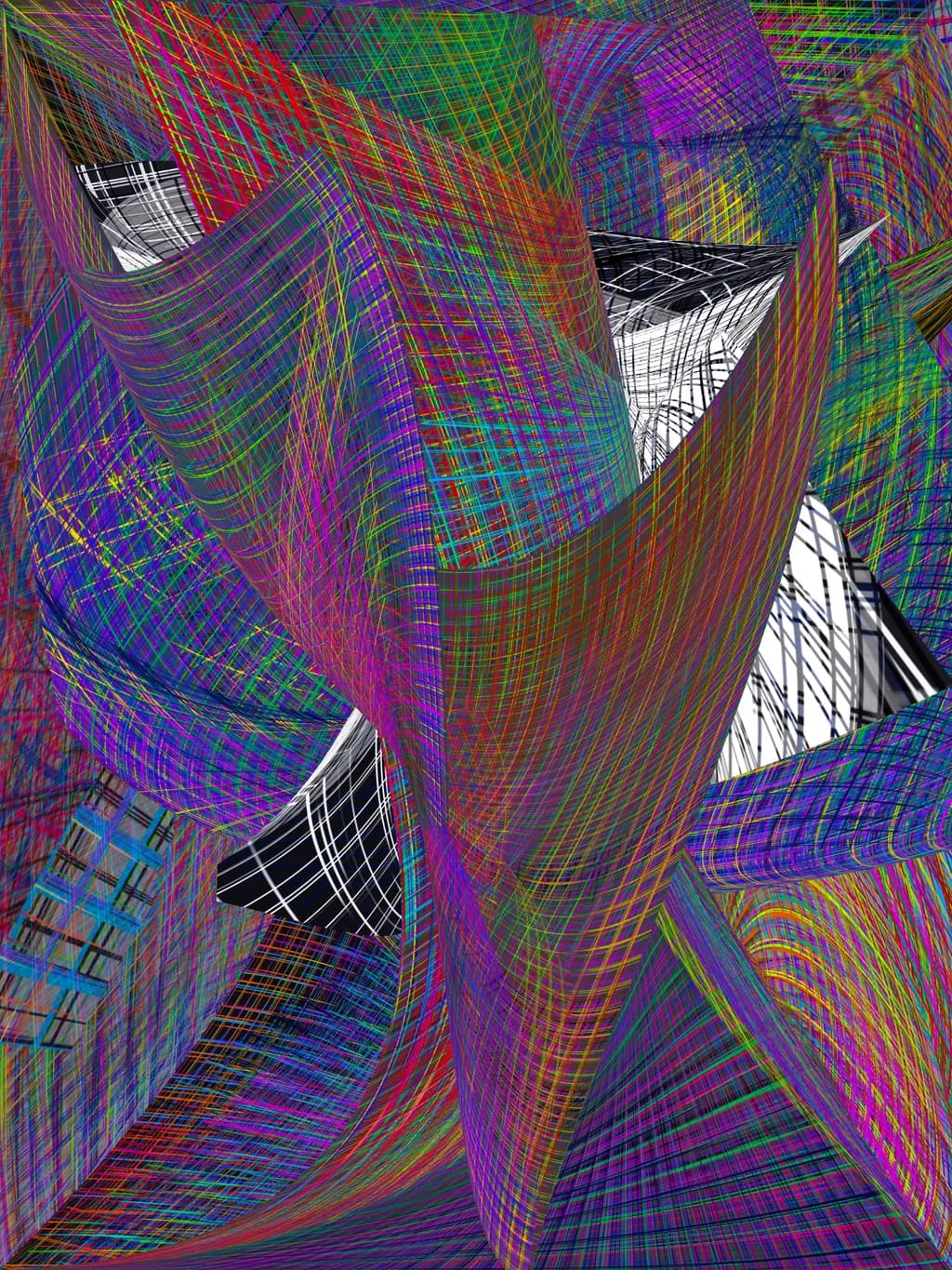 Vibrant Geometric Symphony: A Dynamic Dance of Color and Form