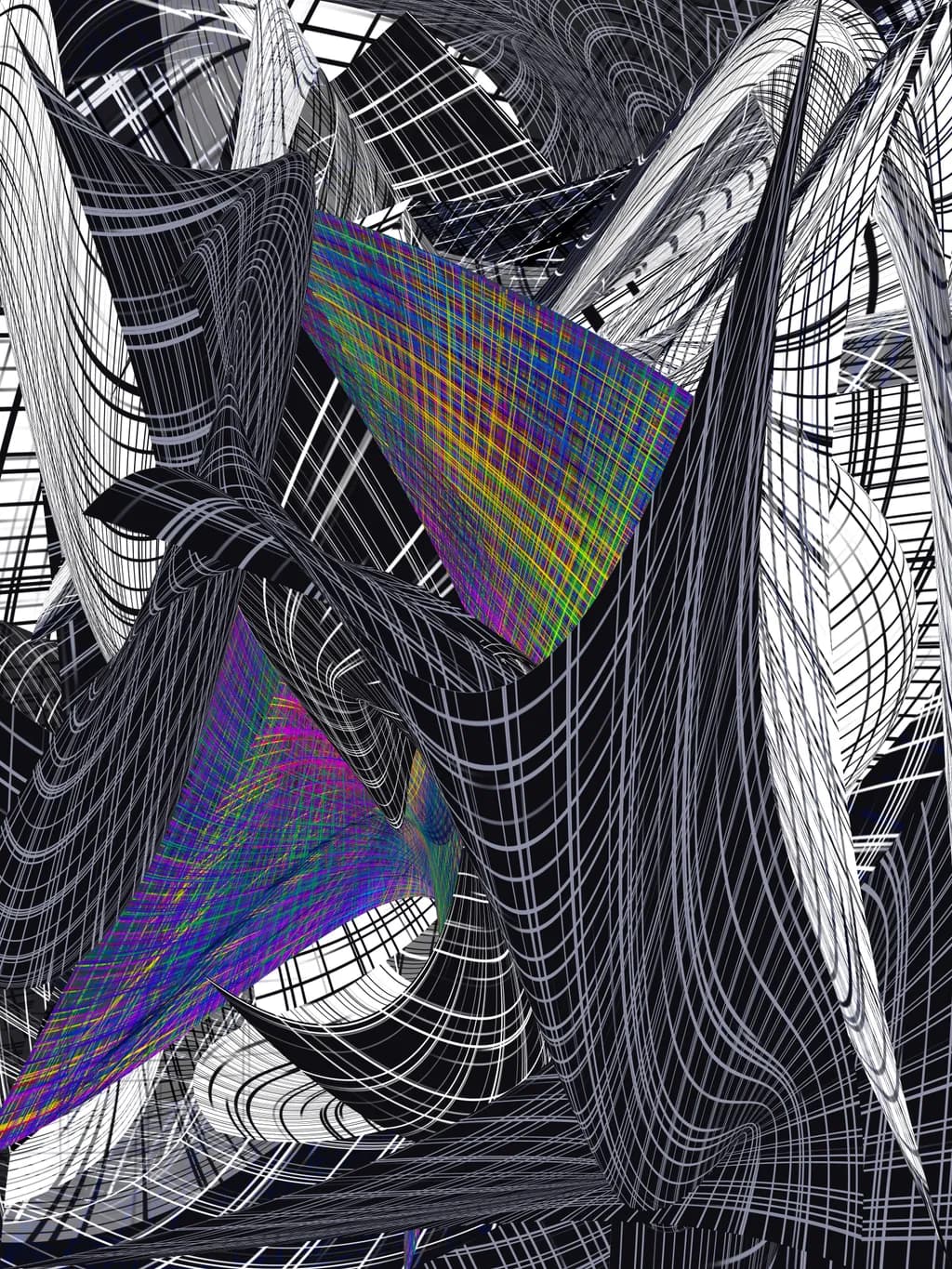 Dynamic Geometric Symphony: A Colorful Exploration of Abstract Fluidity in Modern Art