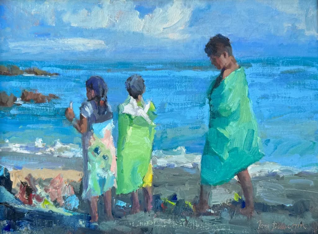 Whispers of Summer: Children at Play by the Shoreline