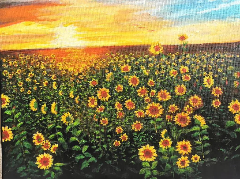 Golden Horizon: A Sunflower Symphony at Dusk