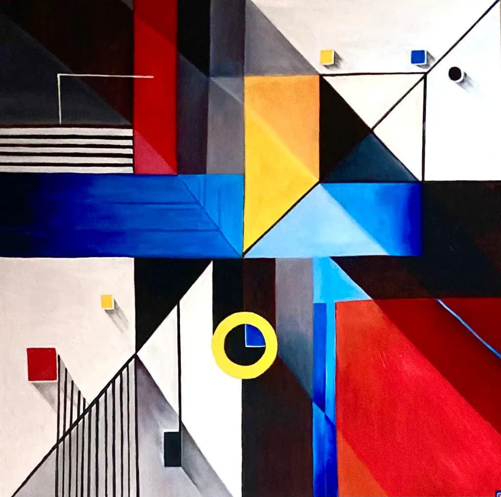 Vibrant Geometric Harmony: A Dance of Color and Form in Abstract Art