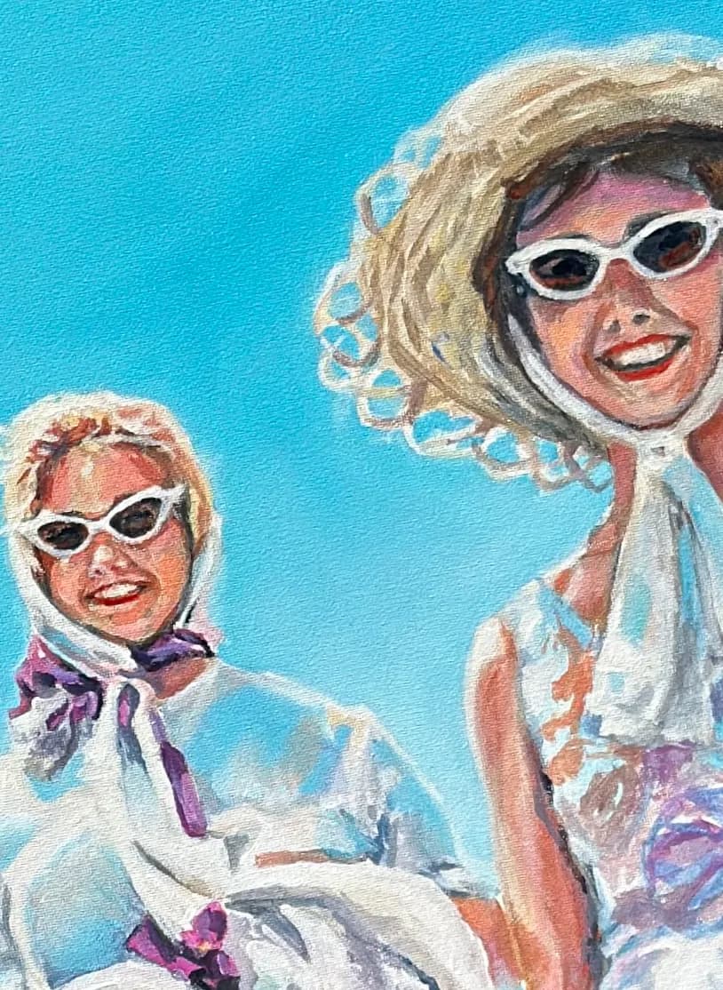 Sunny Smiles: A Joyful Day at the Beach with Vintage Elegance