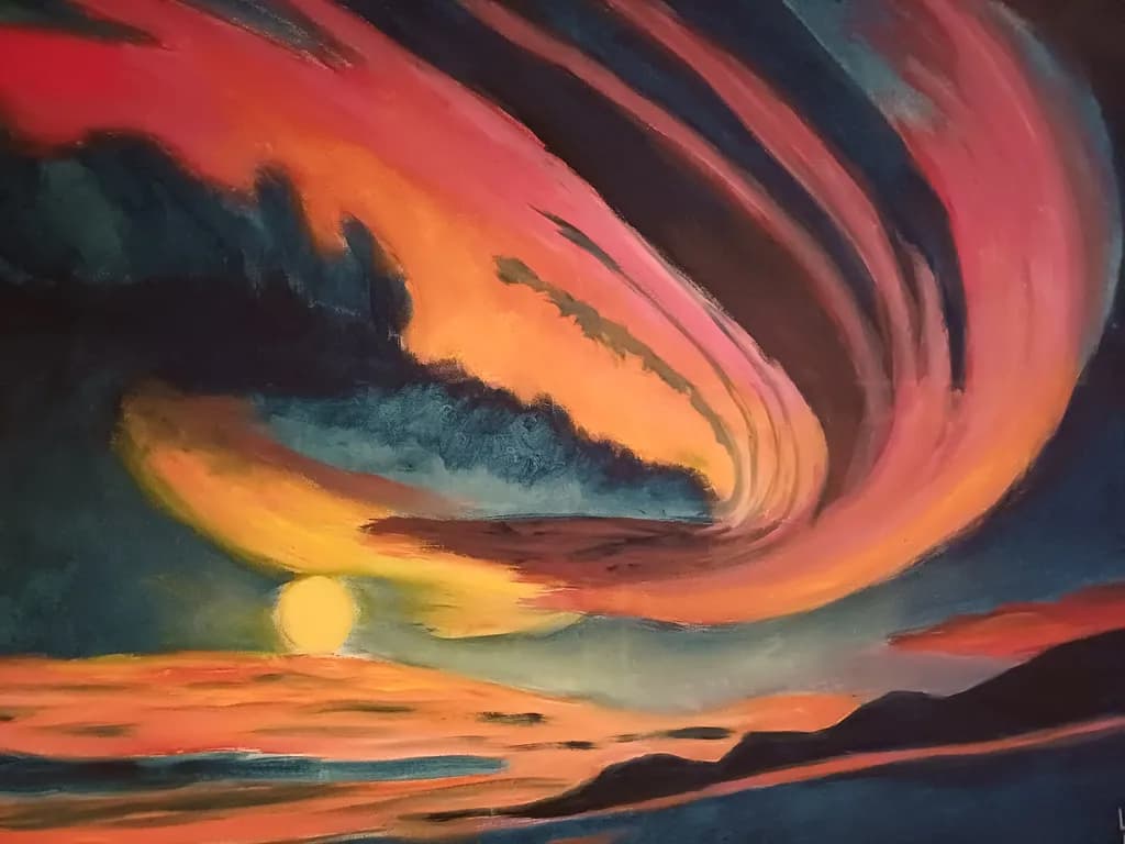 Celestial Whirlwind: A Vibrant Sunset Symphony