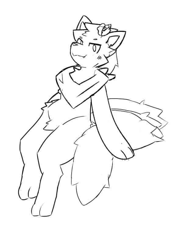 Whimsical Furry Character Sketch: Playful Paws and Charming Expressions