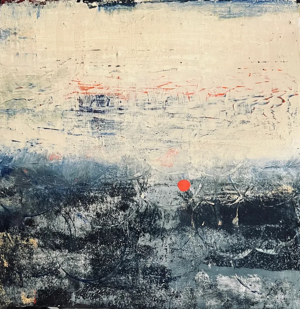 Red Horizon Over Dark Waters