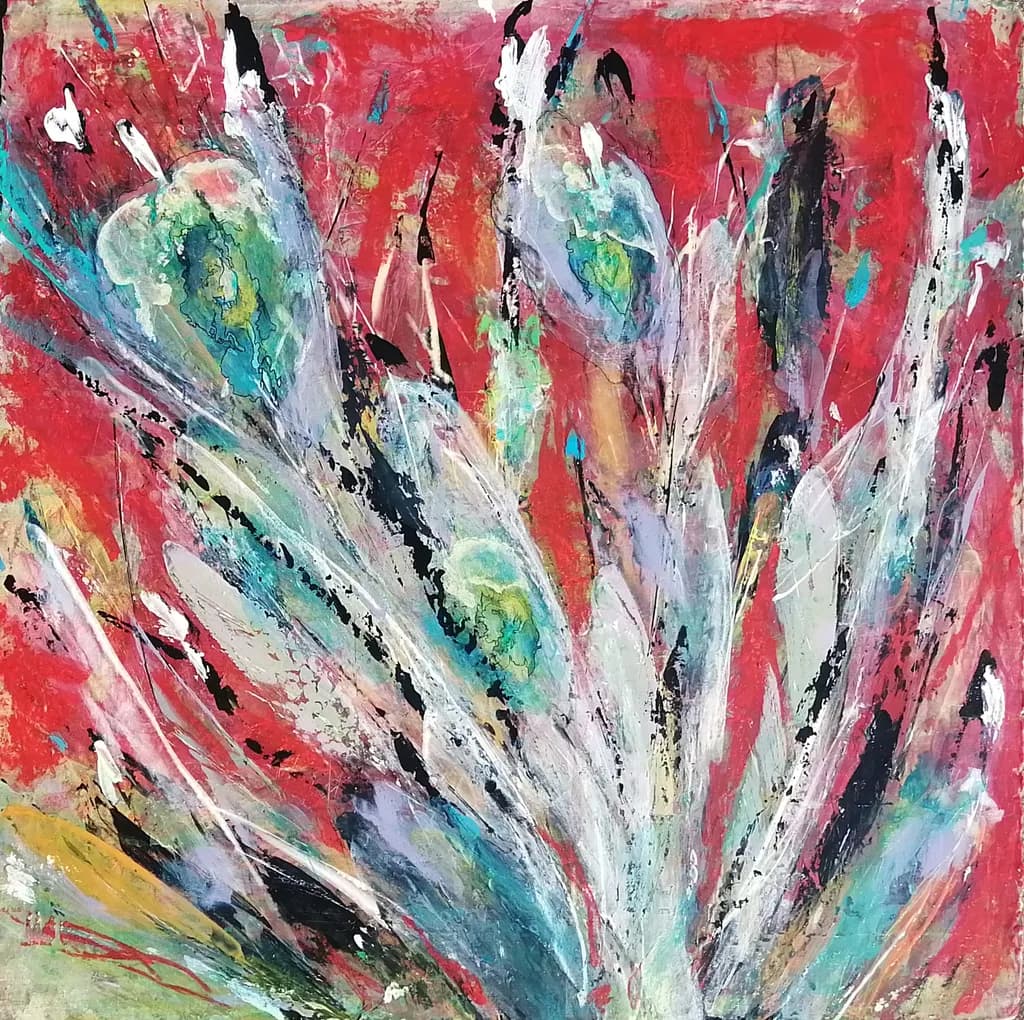 Vibrant Whispers: An Abstract Floral Symphony in Colorful Expression