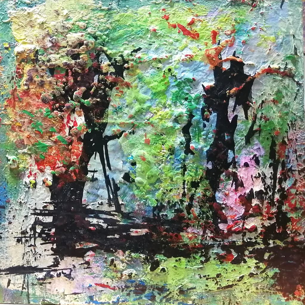 Vibrant Echoes of Nature: A Textured Journey Through Color and Form