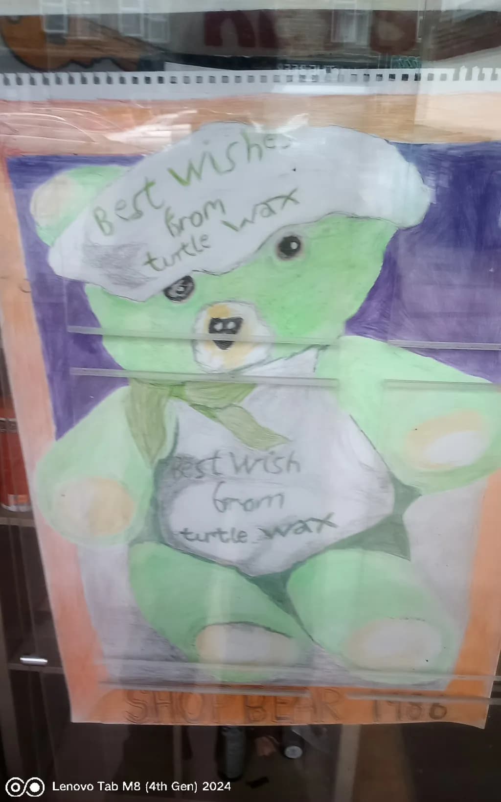 Whimsical Teddy Bear: Best Wishes from Turtle Wax - A Colorful Handmade Greeting Art Piece