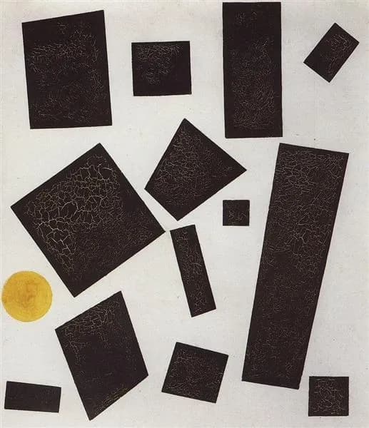 Fragmented Harmony: A Dance of Shapes and Shadows in Black and Gold