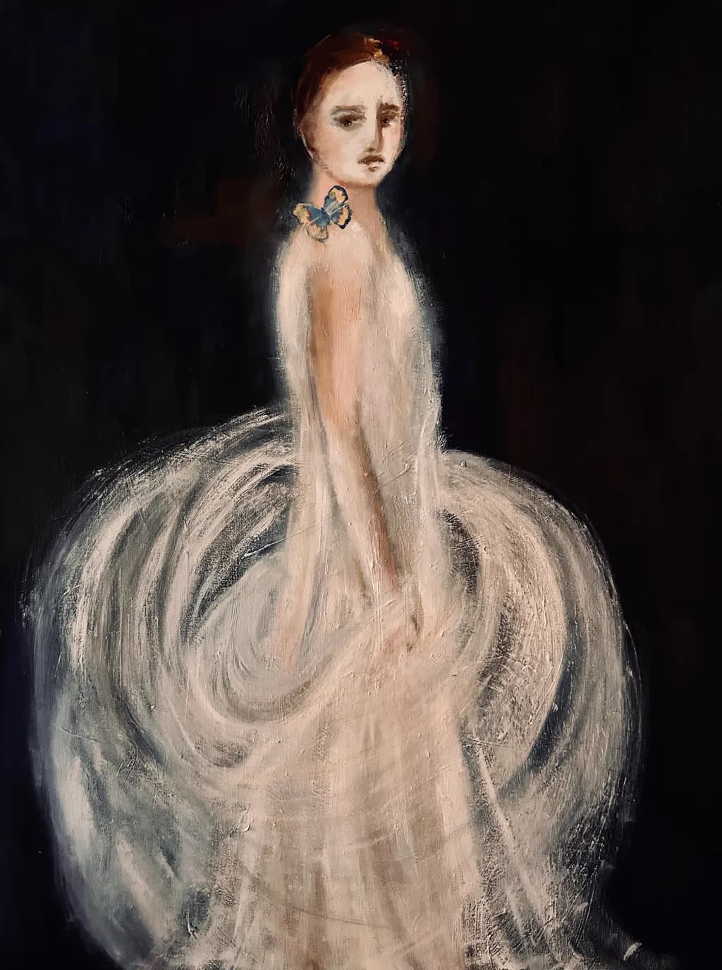 Whispers of Elegance: A Melancholic Portrait in Ethereal Motion