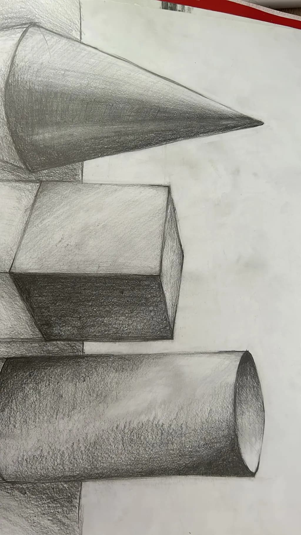 Geometric Harmony: A Study of Form and Shadow in Pencil Drawing