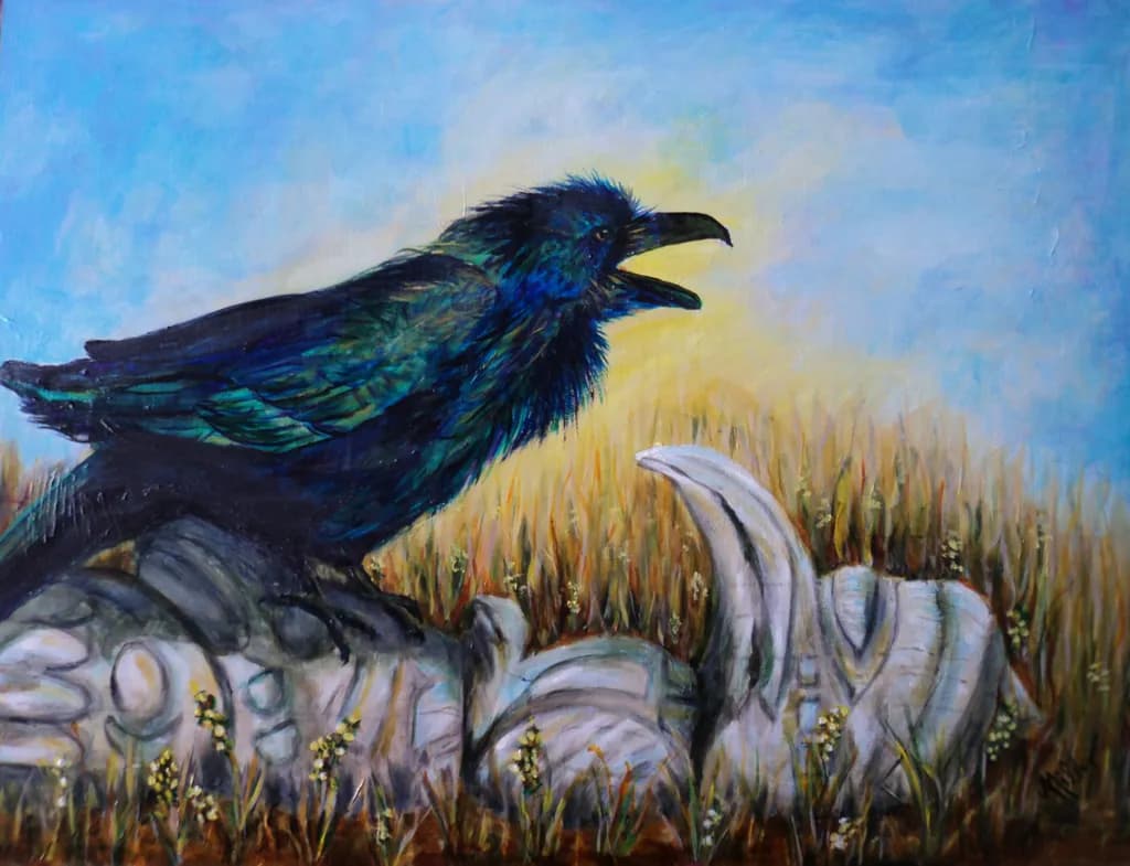 Whispers of the Raven: A Dance of Shadows and Light in Nature's Embrace