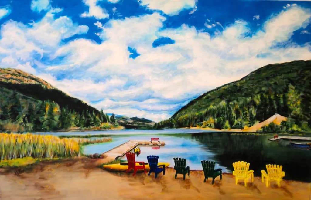Serenity by the Lake: A Colorful Retreat Amidst Nature's Embrace
