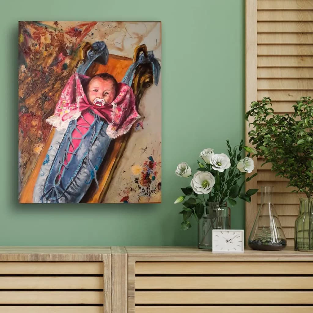 Whimsical Embrace: A Baby's Journey Through Color and Comfort