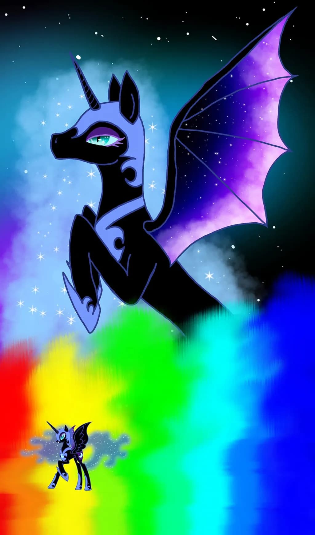 Celestial Whimsy: A Cosmic Unicorn's Dance Through Colorful Realms