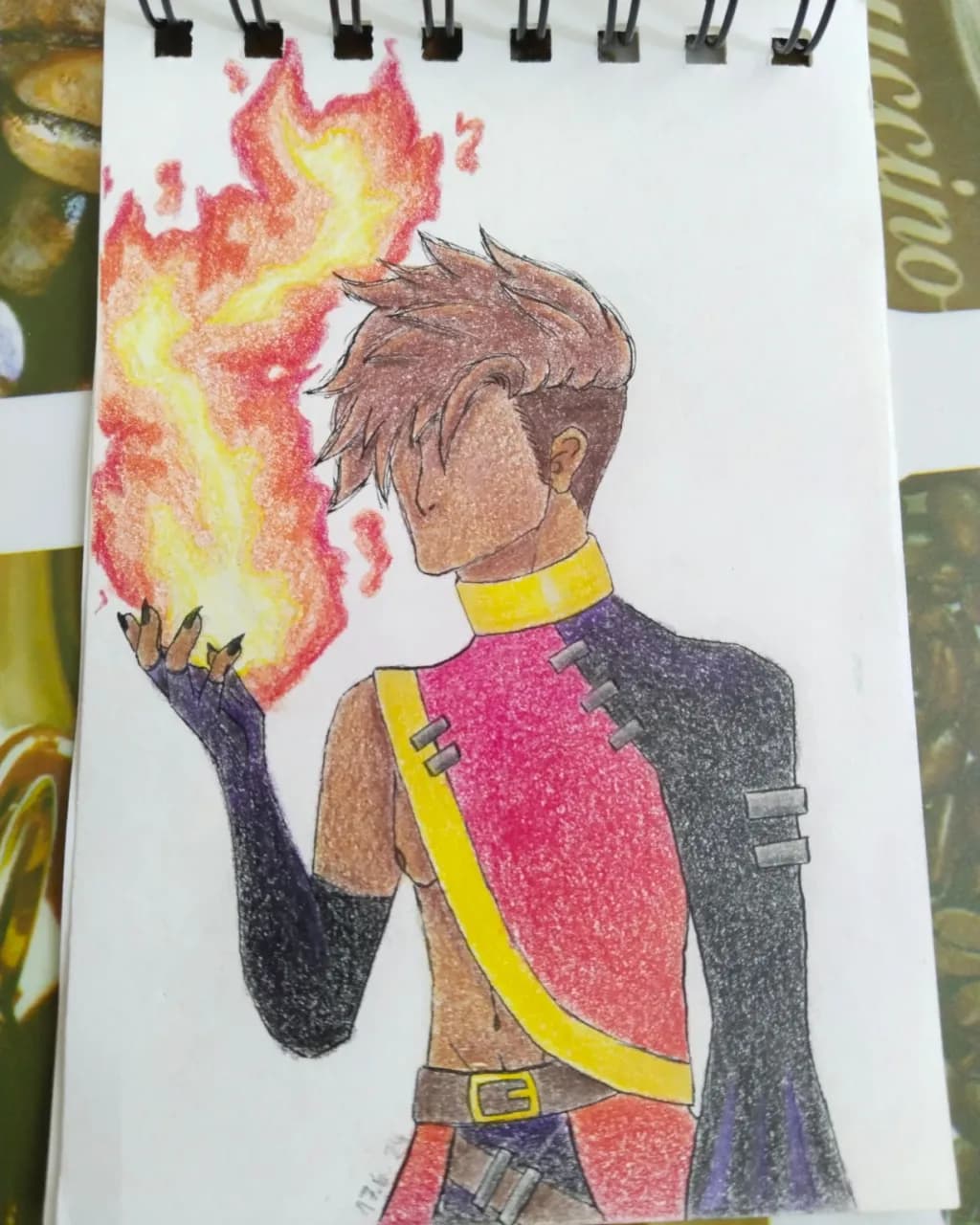 Fiery Elegance: A Bold Character Embracing the Flames of Power