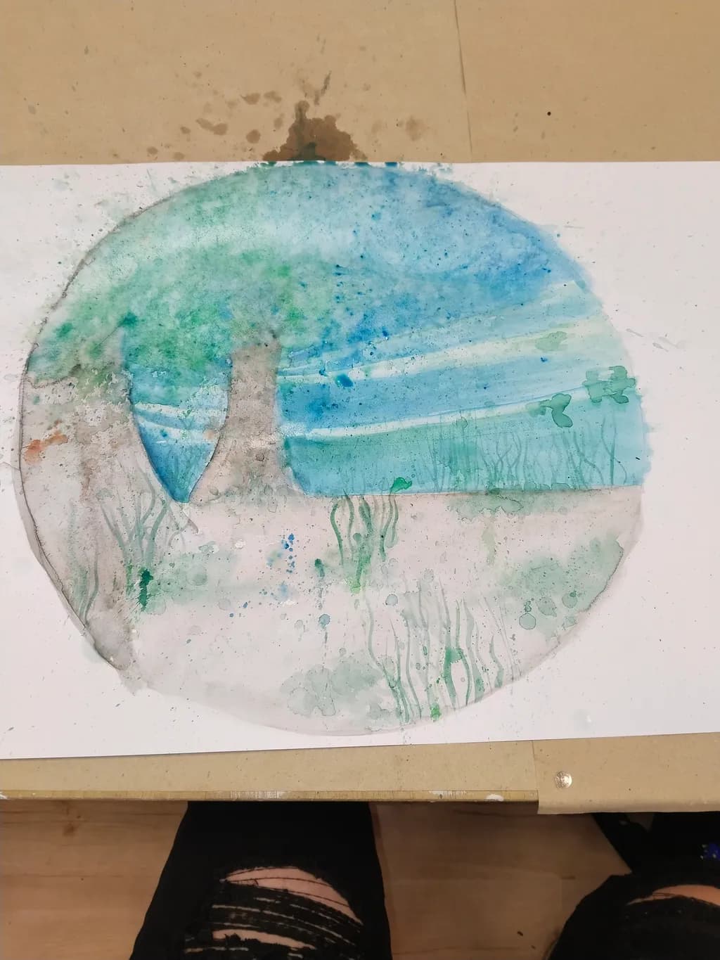 Whispers of Nature: A Serene Watercolor Landscape in Tranquil Hues