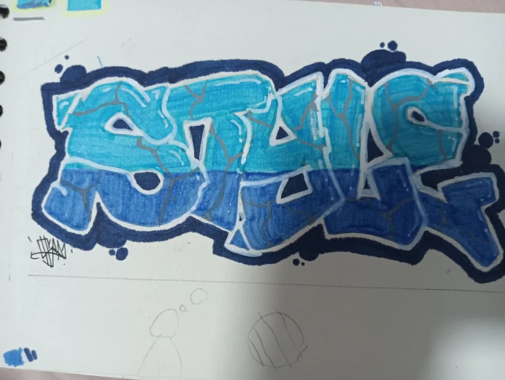 Urban Waves: A Vibrant Expression of Graffiti Art in Blue Tones