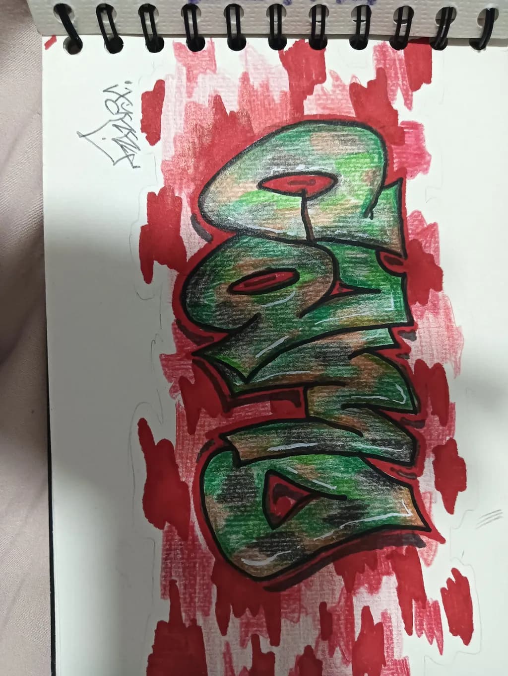 Urban Jungle: A Vibrant Graffiti Expression in Red and Green Hues