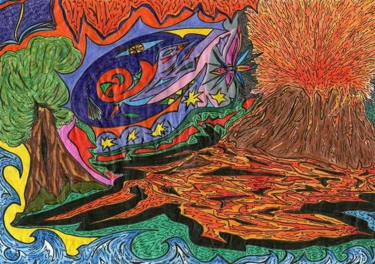 Eruption of Colors: A Vibrant Dance of Nature's Fury and Serenity