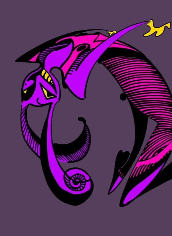 Whimsical Purple Dreams: An Abstract Journey Through Playful Forms and Stylized Expressions