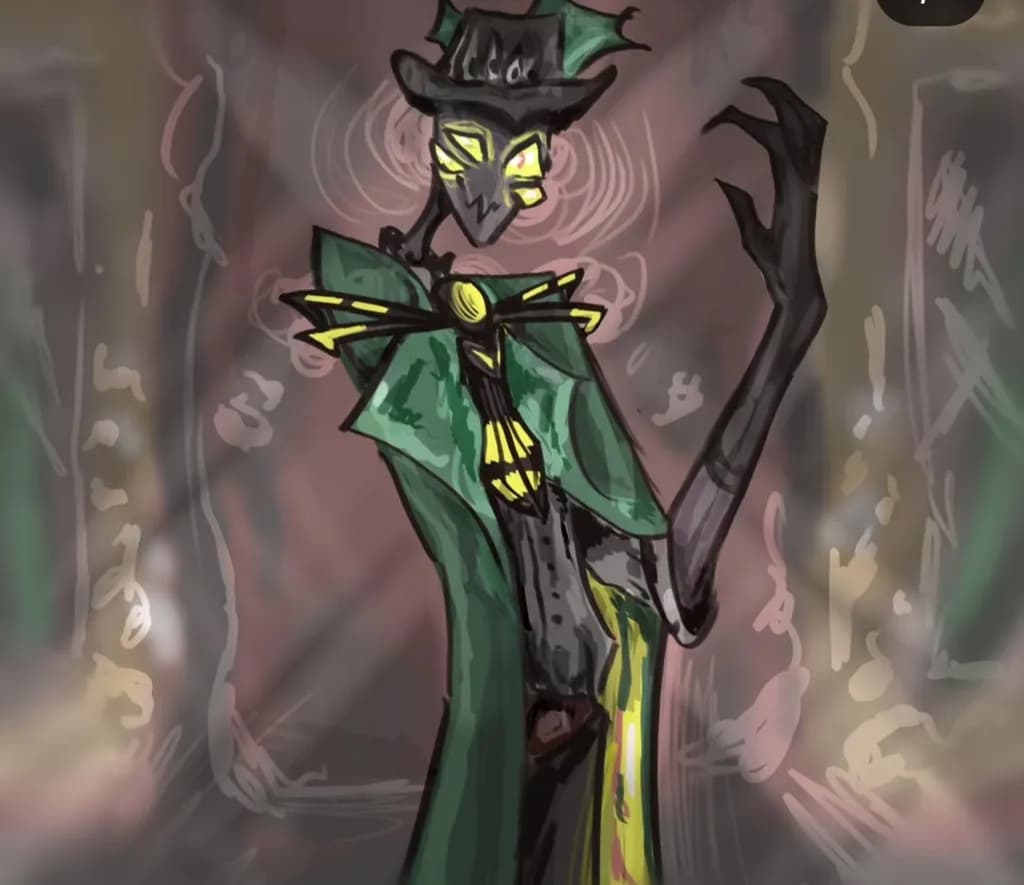 Mystical Shadows: The Enigmatic Figure in Green and Gold