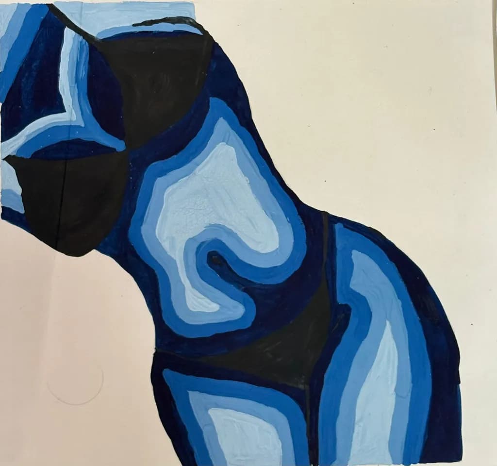 Fluidity in Blue: An Abstract Exploration of Form and Color