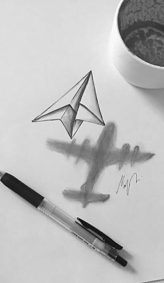 Flight of Imagination: A Fusion of Geometry and Aviation in Monochrome Artistry