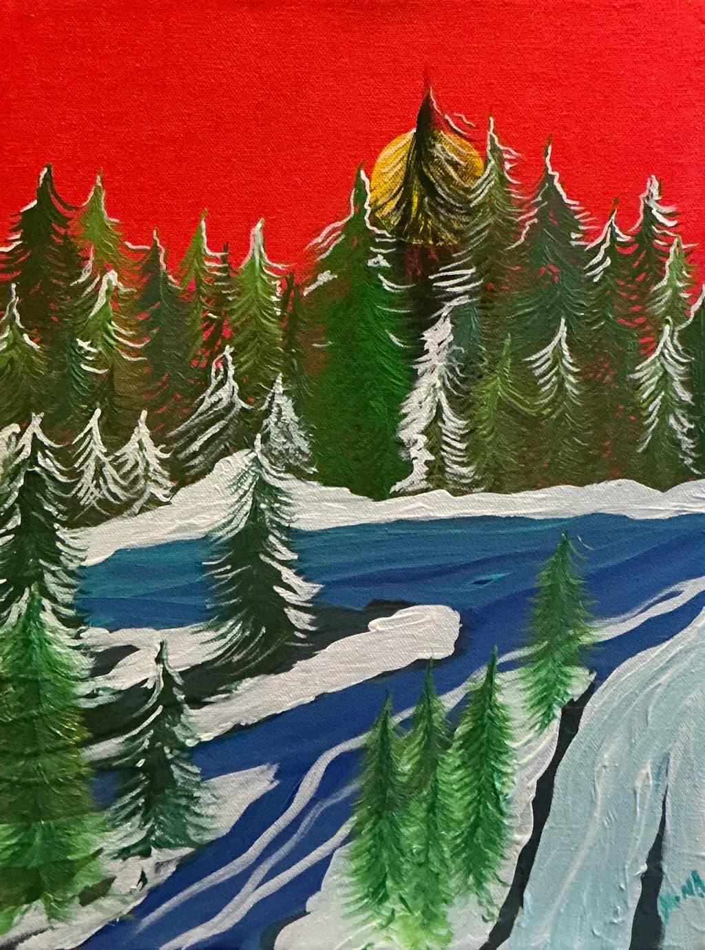 Whispers of Winter: A Vibrant Forest Landscape at Dusk