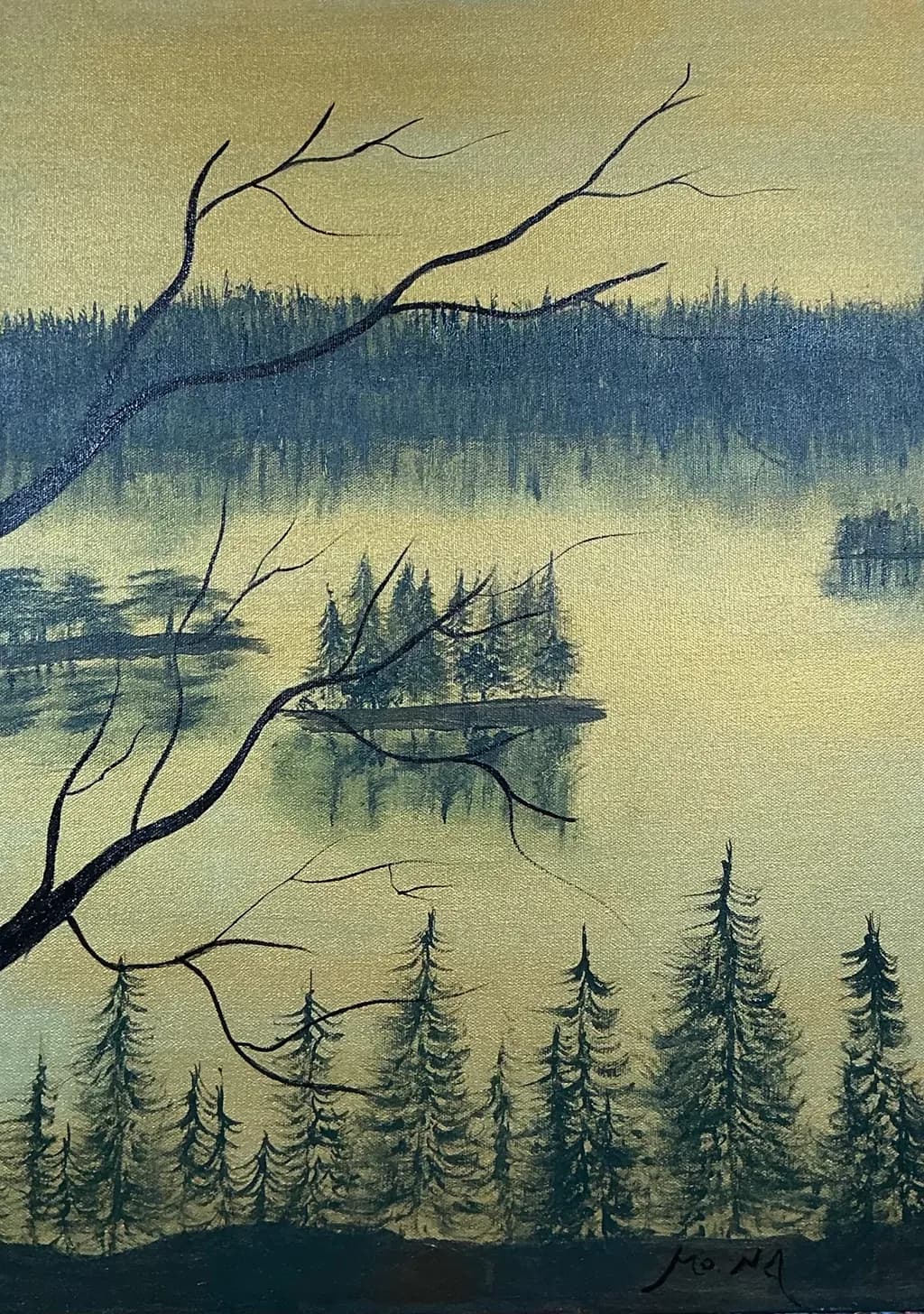 Whispers of the Mist: A Serene Forest Reflection at Dusk