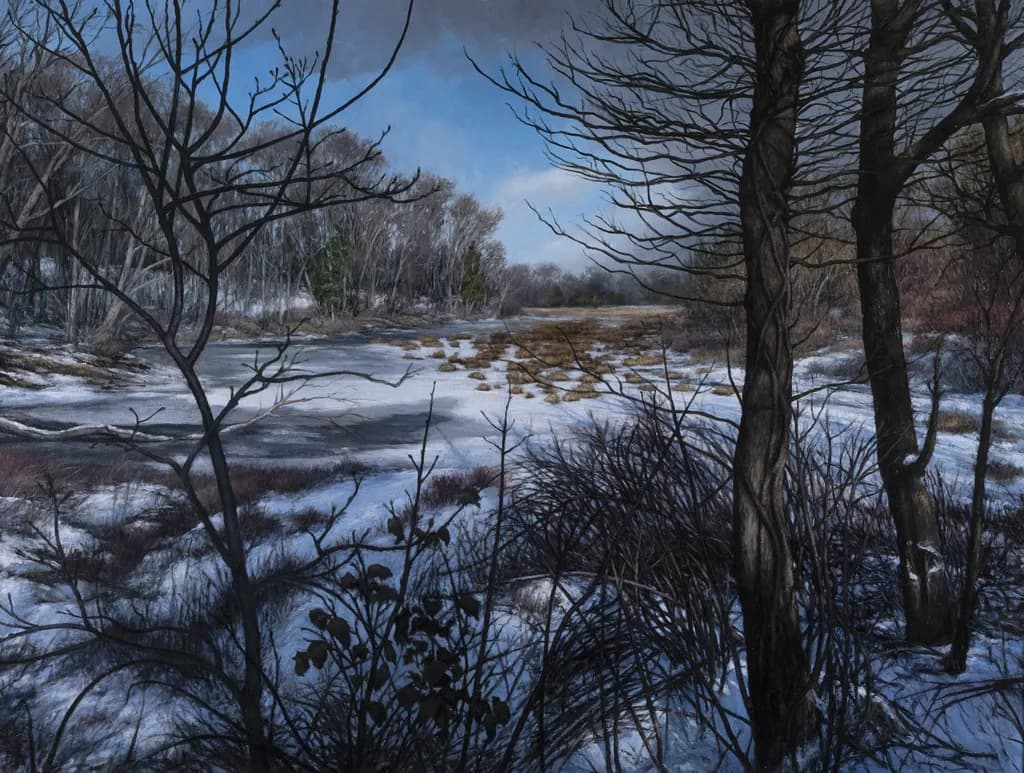 Whispers of Winter: A Serene Landscape of Snow-Covered Trees and Stillness