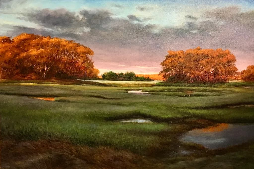 Whispers of Autumn: A Tranquil Marshland at Dusk