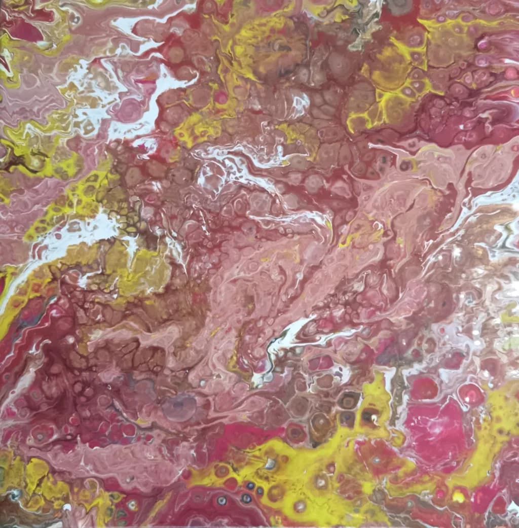 Whispers of Color: A Dance of Pink and Gold in Abstract Harmony