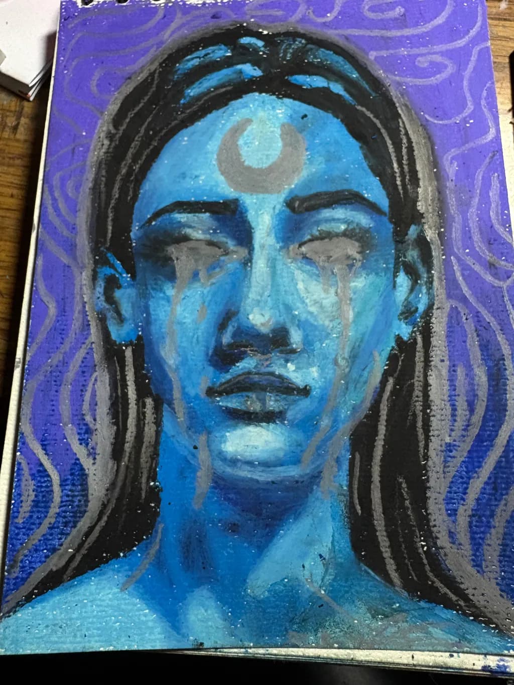 Celestial Tears: A Portrait of Emotion and Mystique in Blue